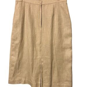 Vintage Derek Martin Women's Pleated Midi Skirt Brown Size 16 Casual side pocket